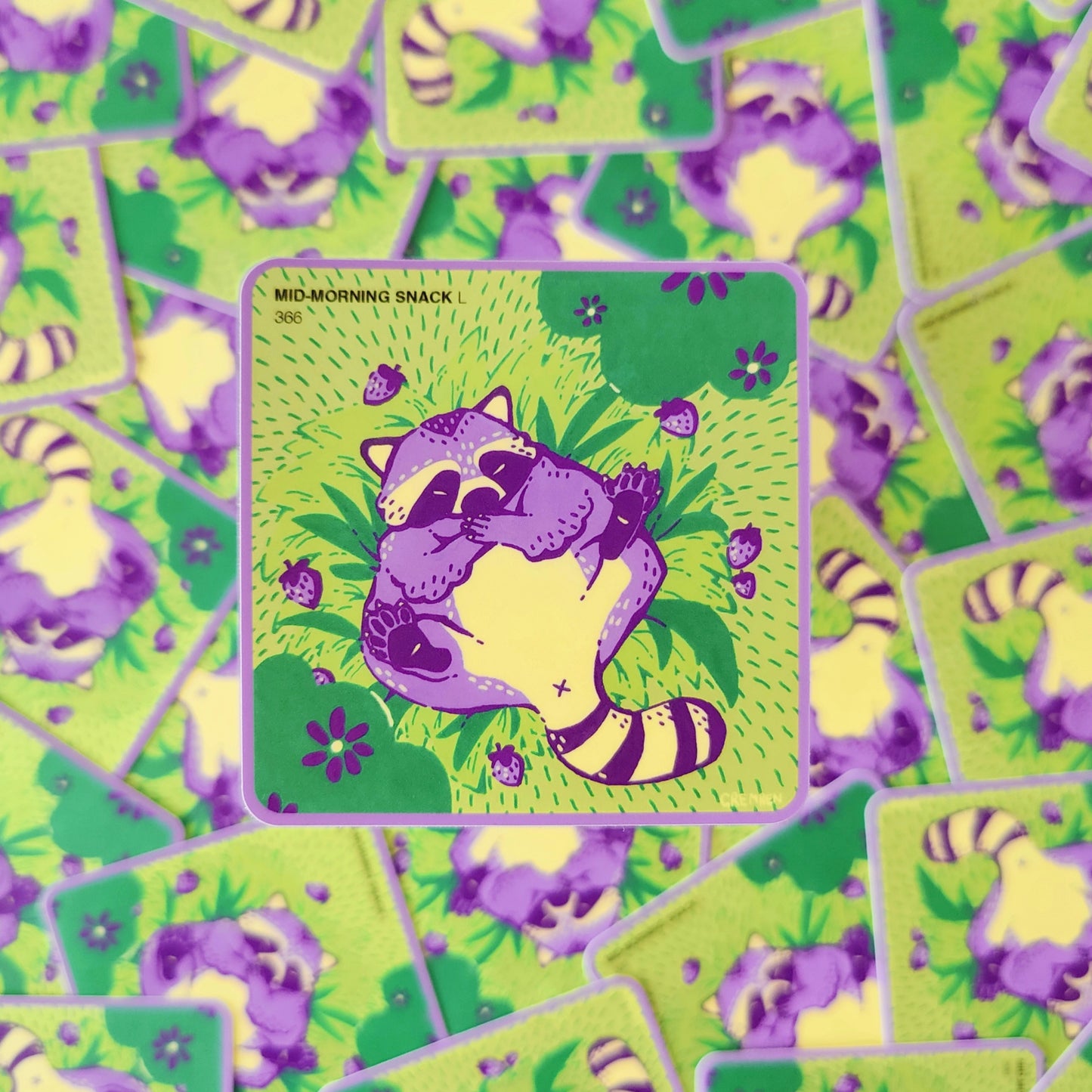 Snacking Raccoon Waterproof Matte Vinyl Sticker