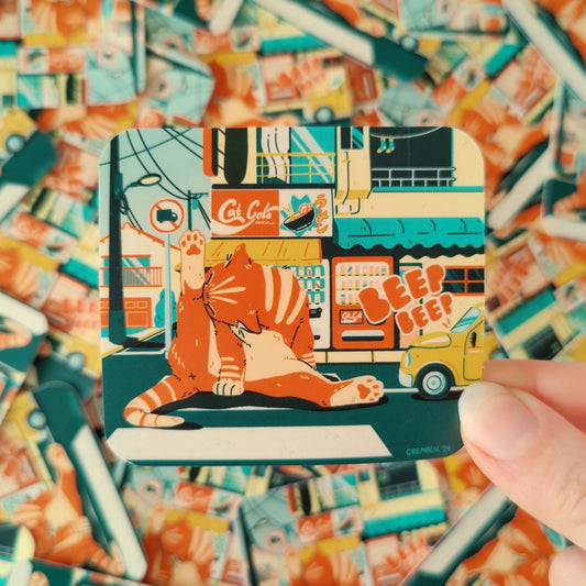 Roadblock Cat Waterproof Vinyl Sticker