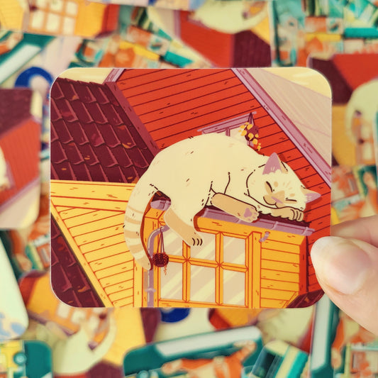 Rooftop Nap Cat Waterproof Matte Vinyl Sticker