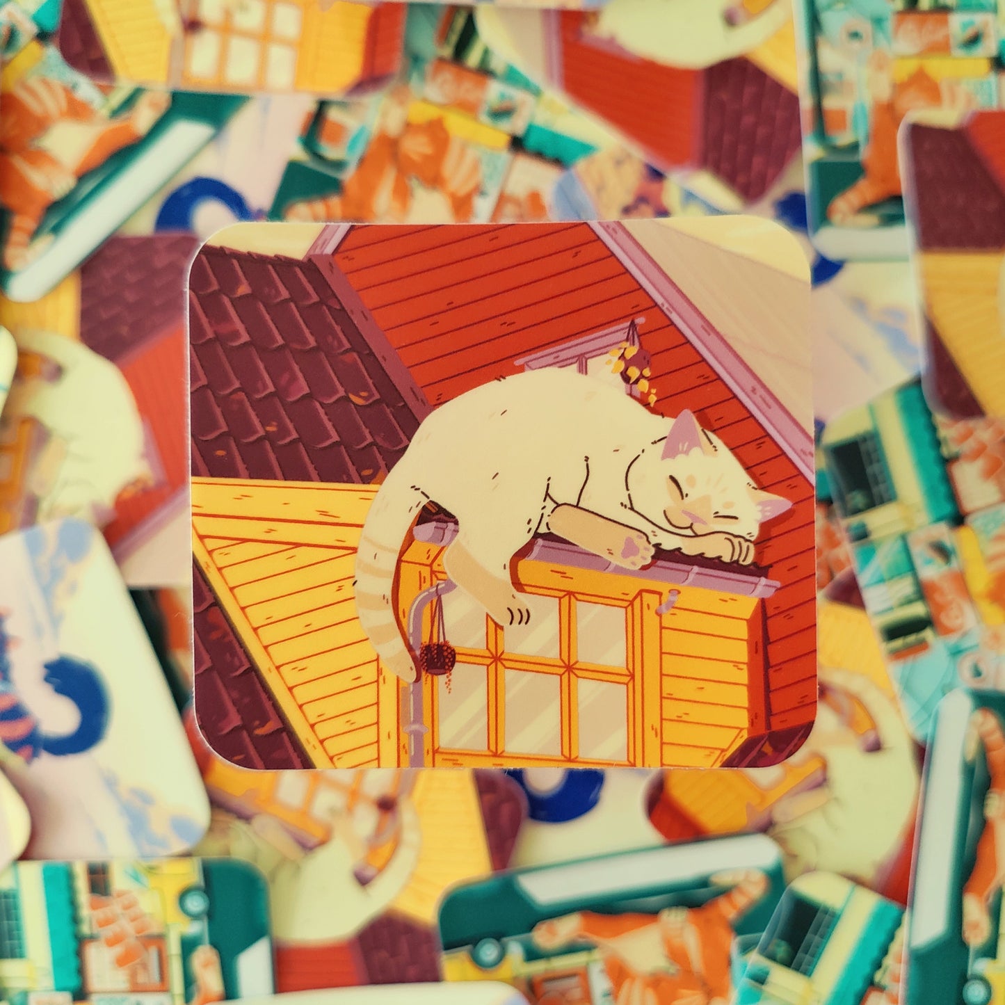 Rooftop Nap Cat Waterproof Matte Vinyl Sticker
