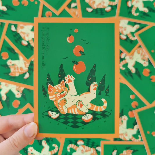 Apple A Day Cat A6 Mini Print - ONE LEFT