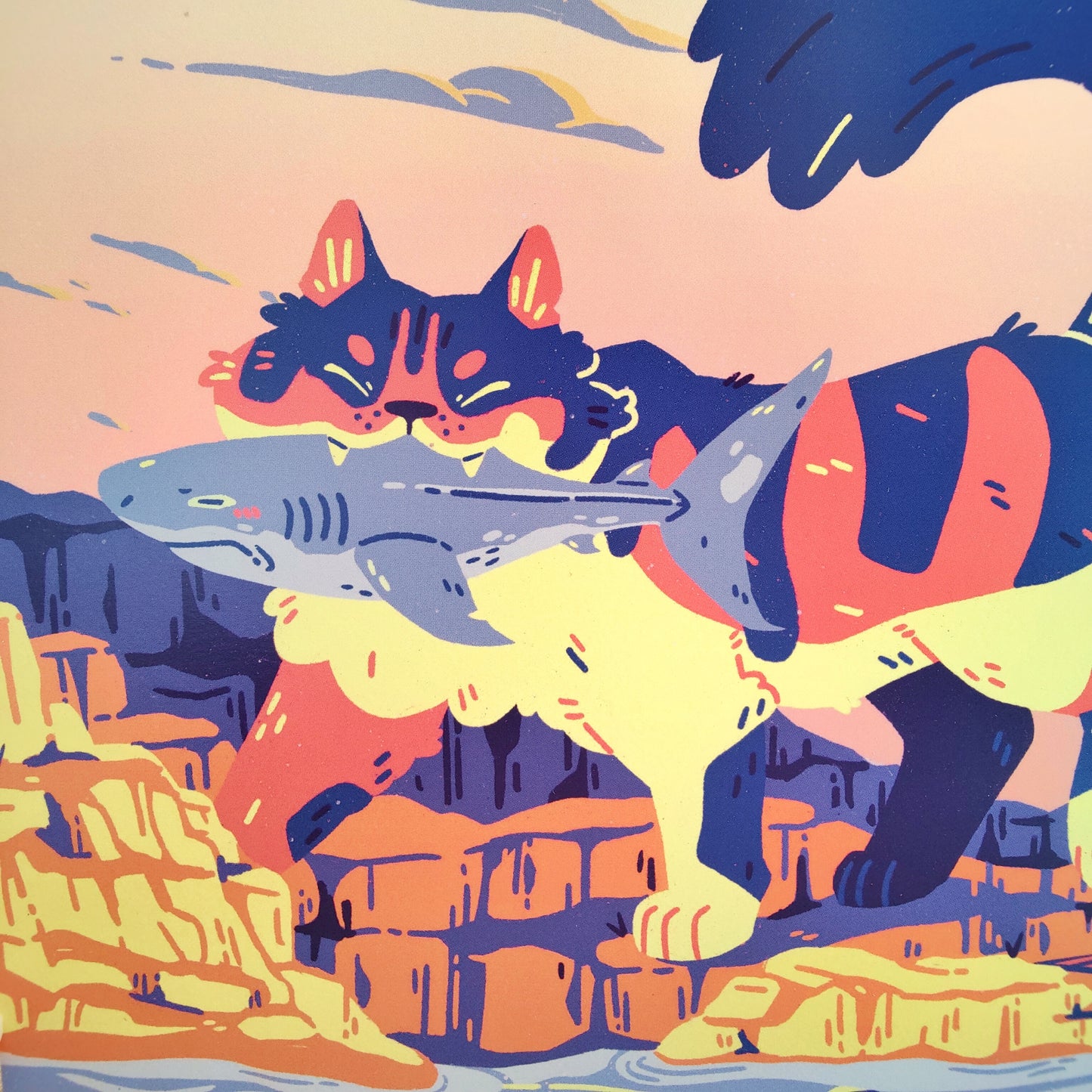 Catch Of The Day Cat Large A4 Print