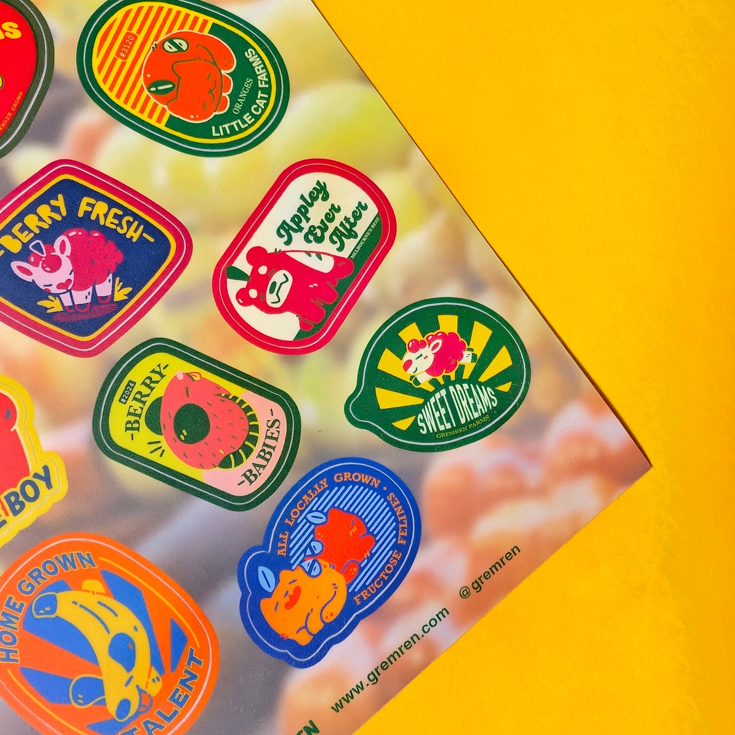 Fruit Stamp A5 Waterproof Sticker Sheet