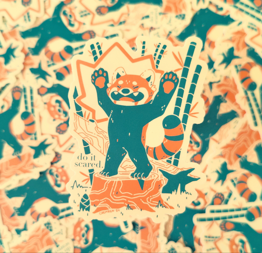 Do It Scared Red Panda Waterproof Matte Vinyl Sticker