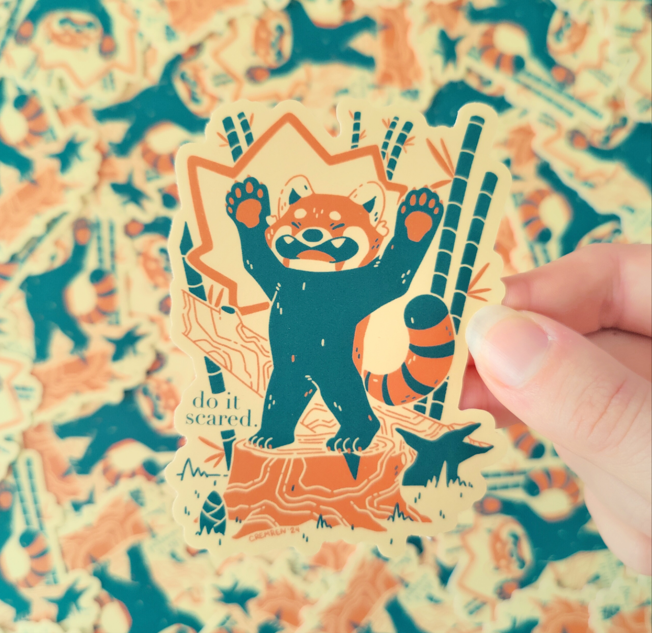 Do It Scared Red Panda Waterproof Matte Vinyl Sticker