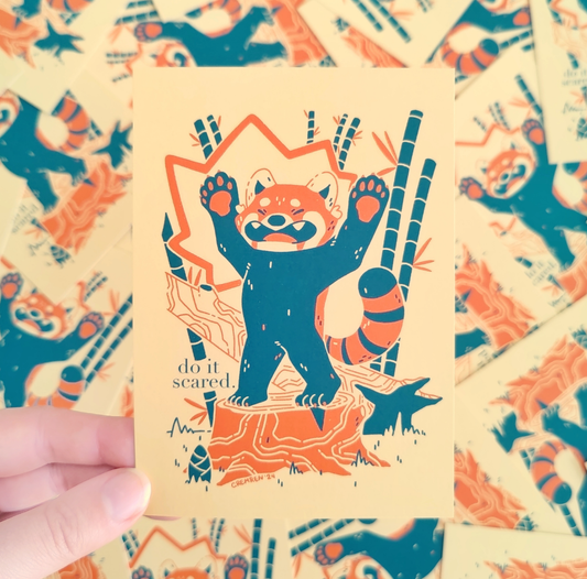 Do It Scared Red Panda A6 Mini Print