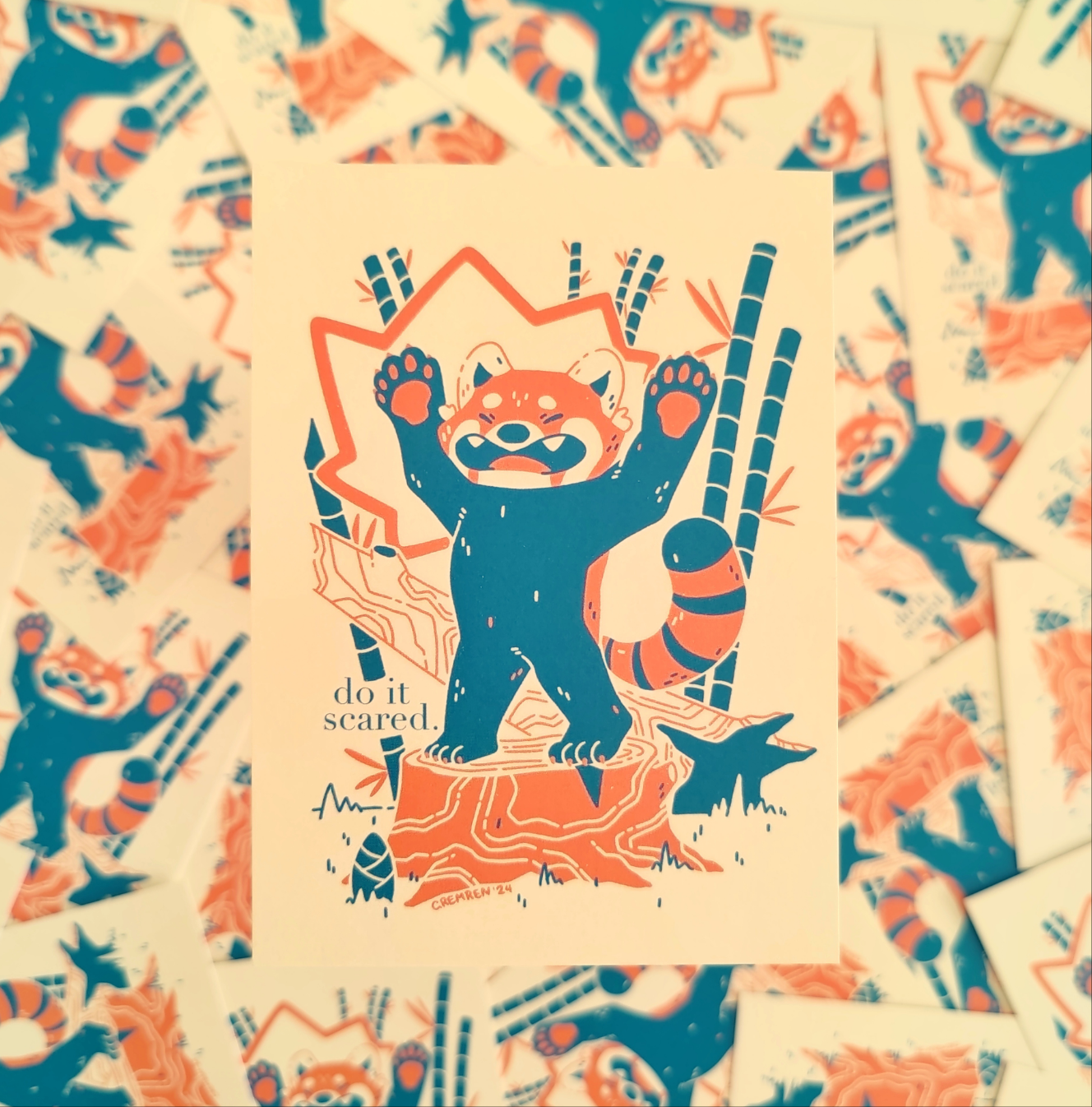 Do It Scared Red Panda A6 Mini Print