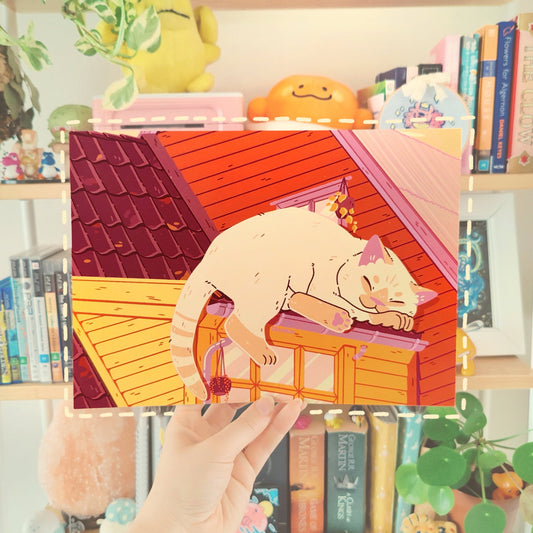 Rooftop Cat Large A4 Print