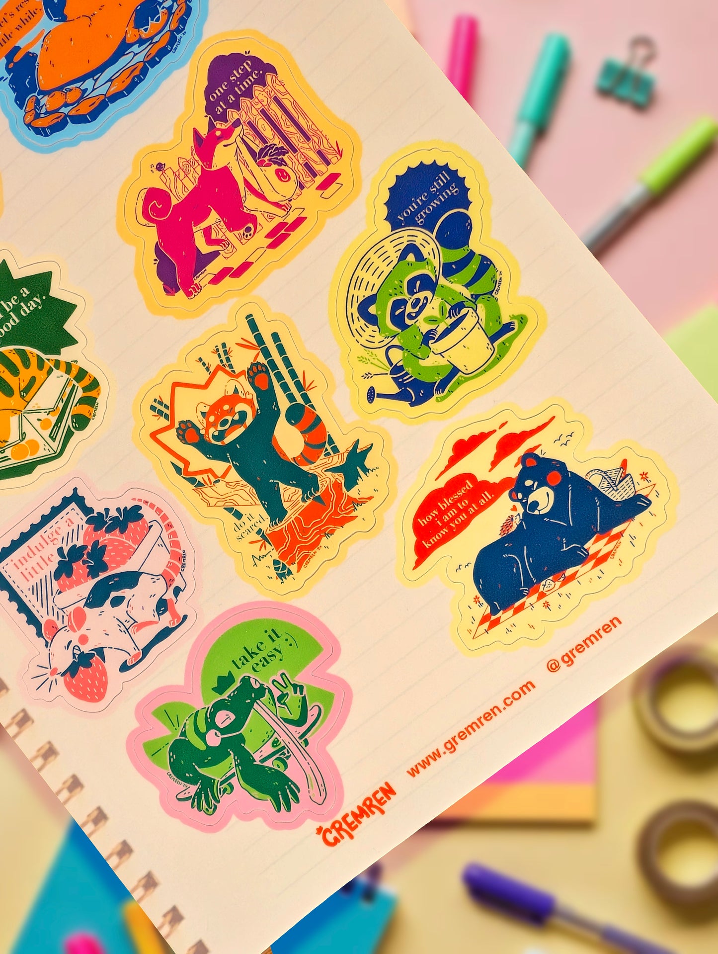 Good Vibe Creatures A5 Waterproof Sticker Sheet