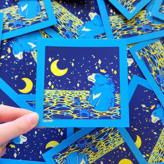 Moon and Stars Bear Square Print