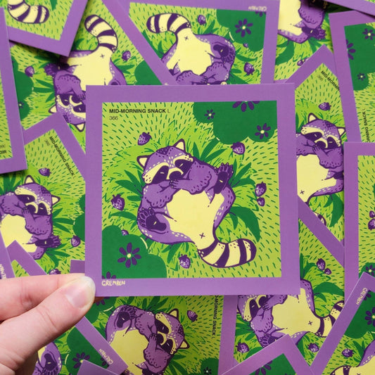 Snacking Raccoon Square Print