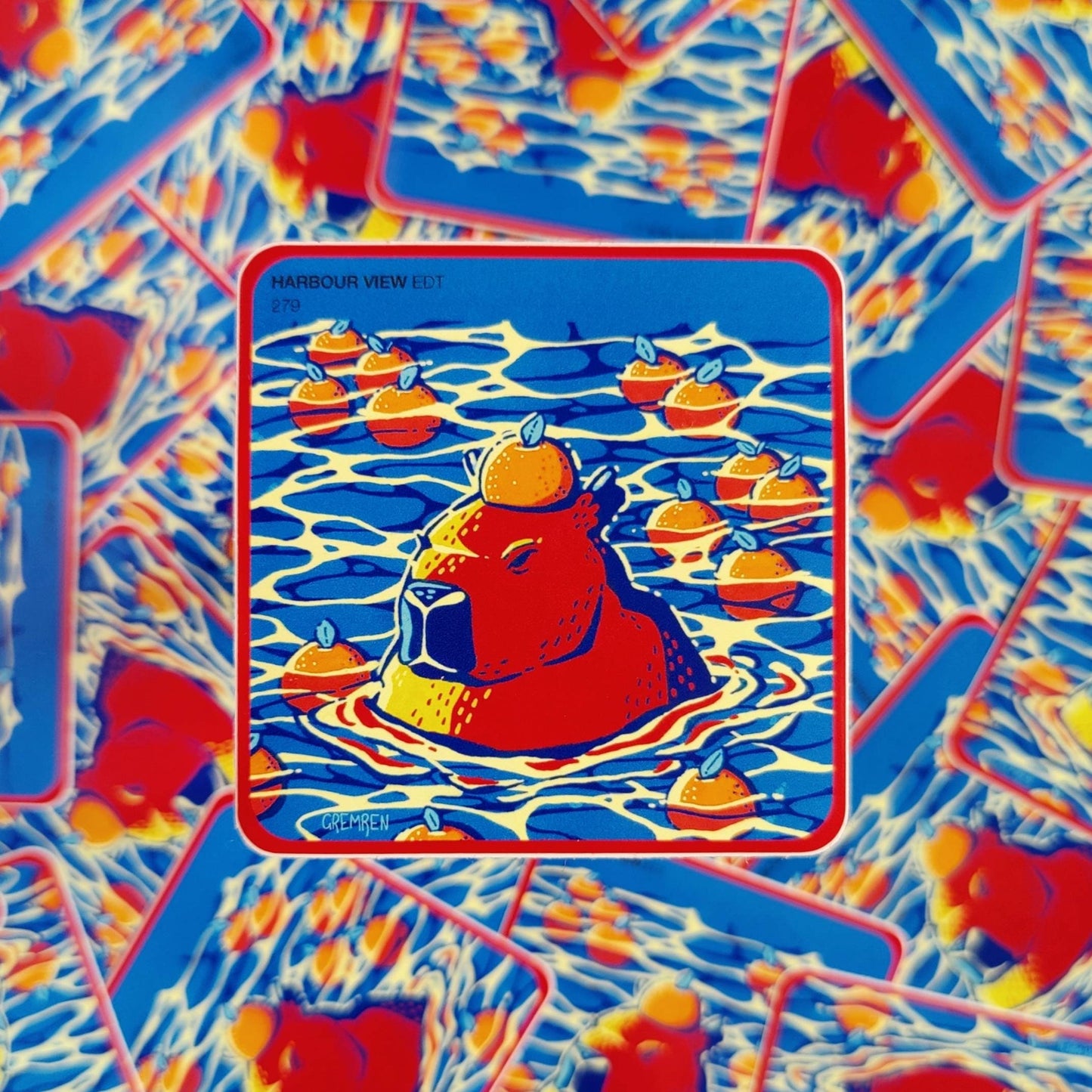 Steeping Capybara Waterproof Matte Vinyl Sticker