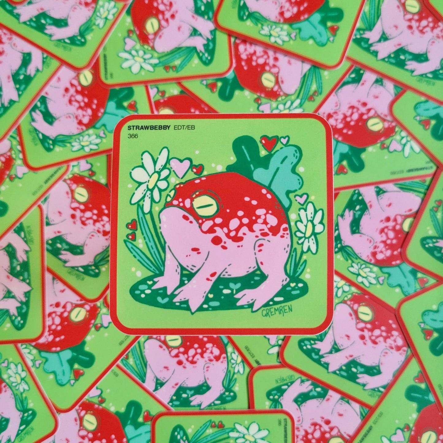 Strawbebby Frog Waterproof Matte Vinyl Sticker