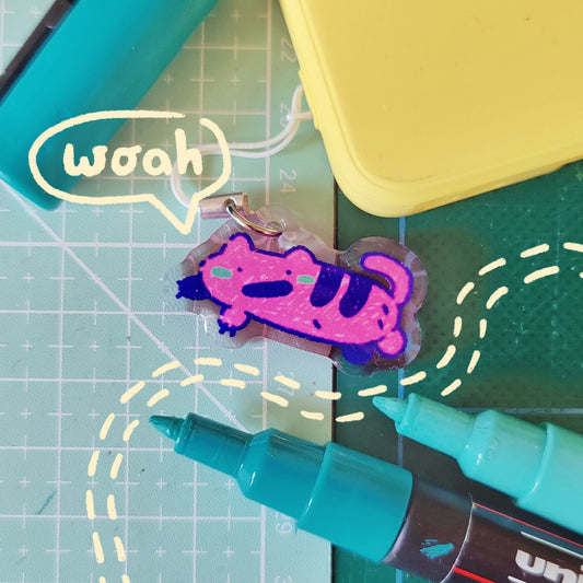 Long Cat Acrylic Phone Charm Keychain