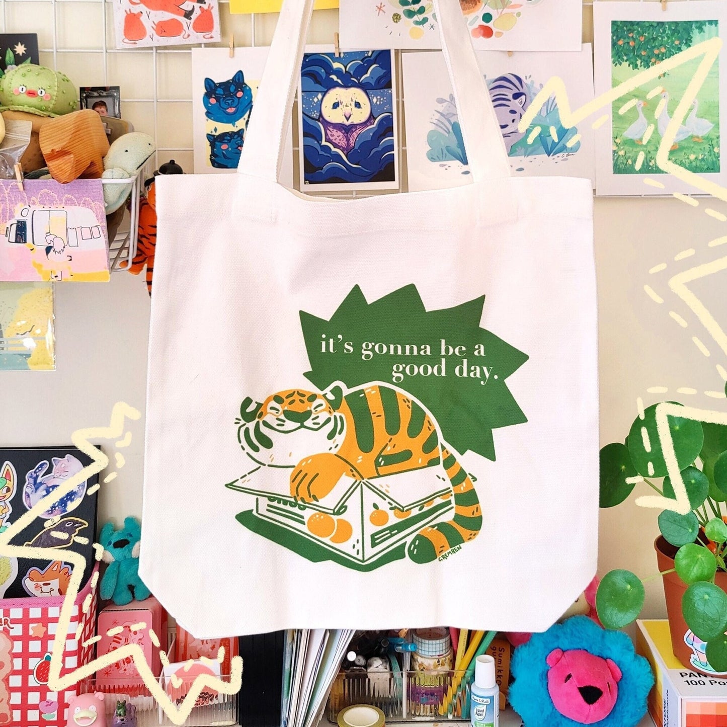 Good Day Tiger Tote - 100% Cotton Tote Bag