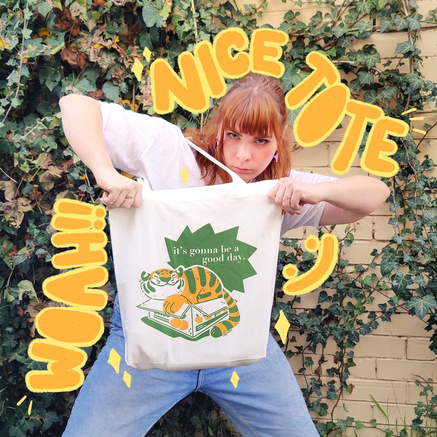 Good Day Tiger Tote - 100% Cotton Tote Bag