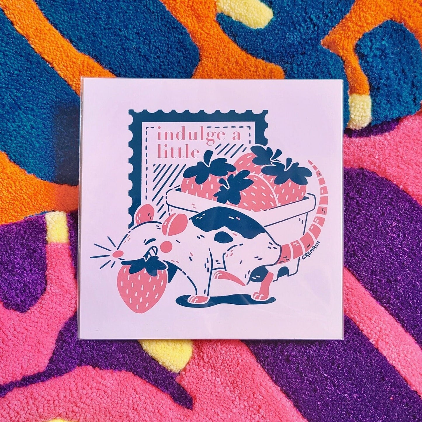 Indulge A Little Rat Large Square Print