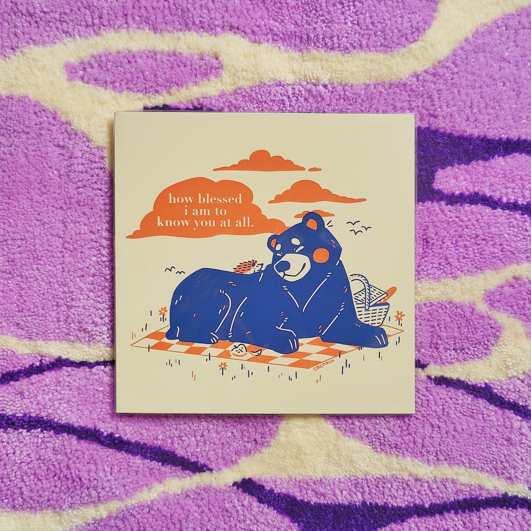 How Blessed Bear Large Square Print