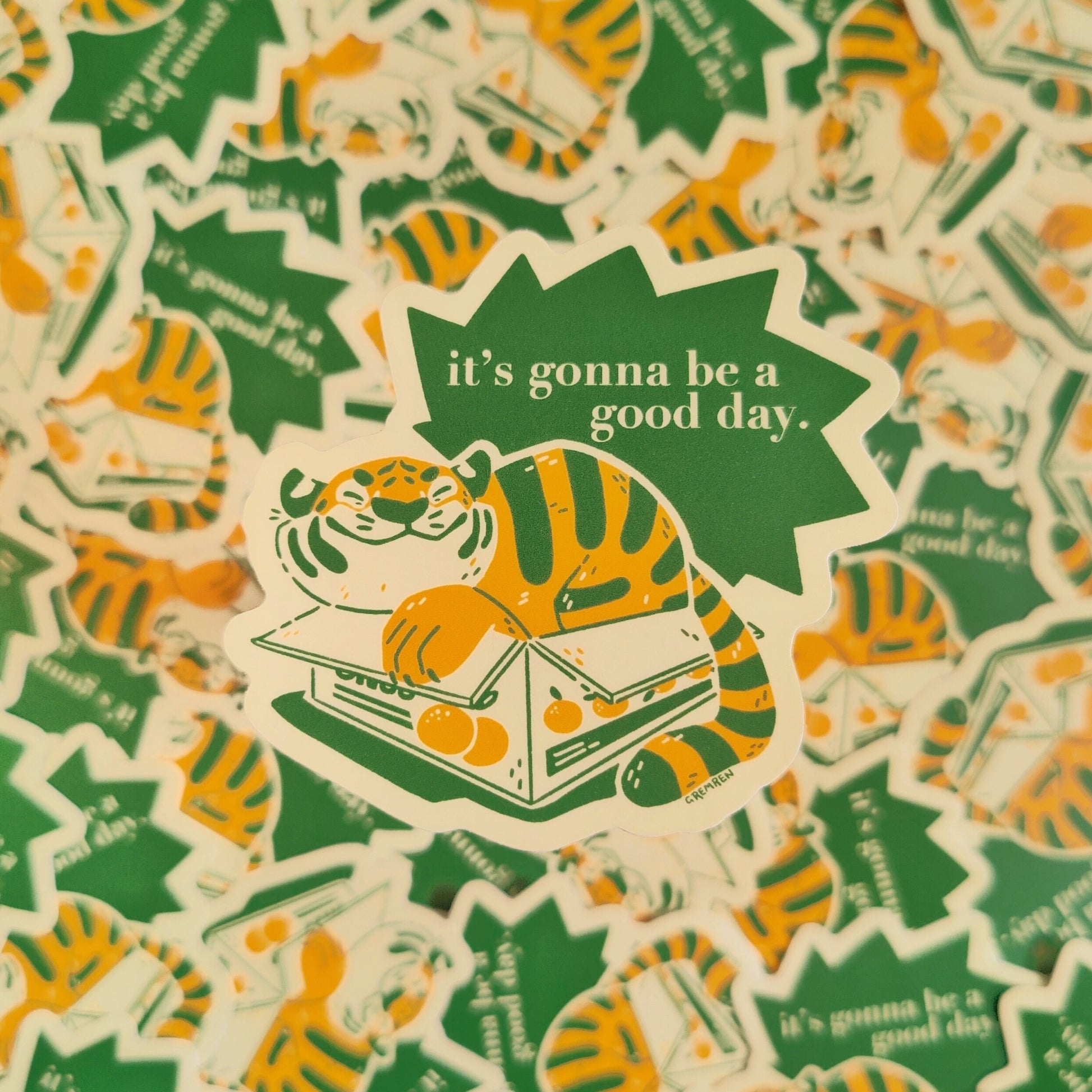 Good Day Tiger Waterproof Matte Vinyl Sticker