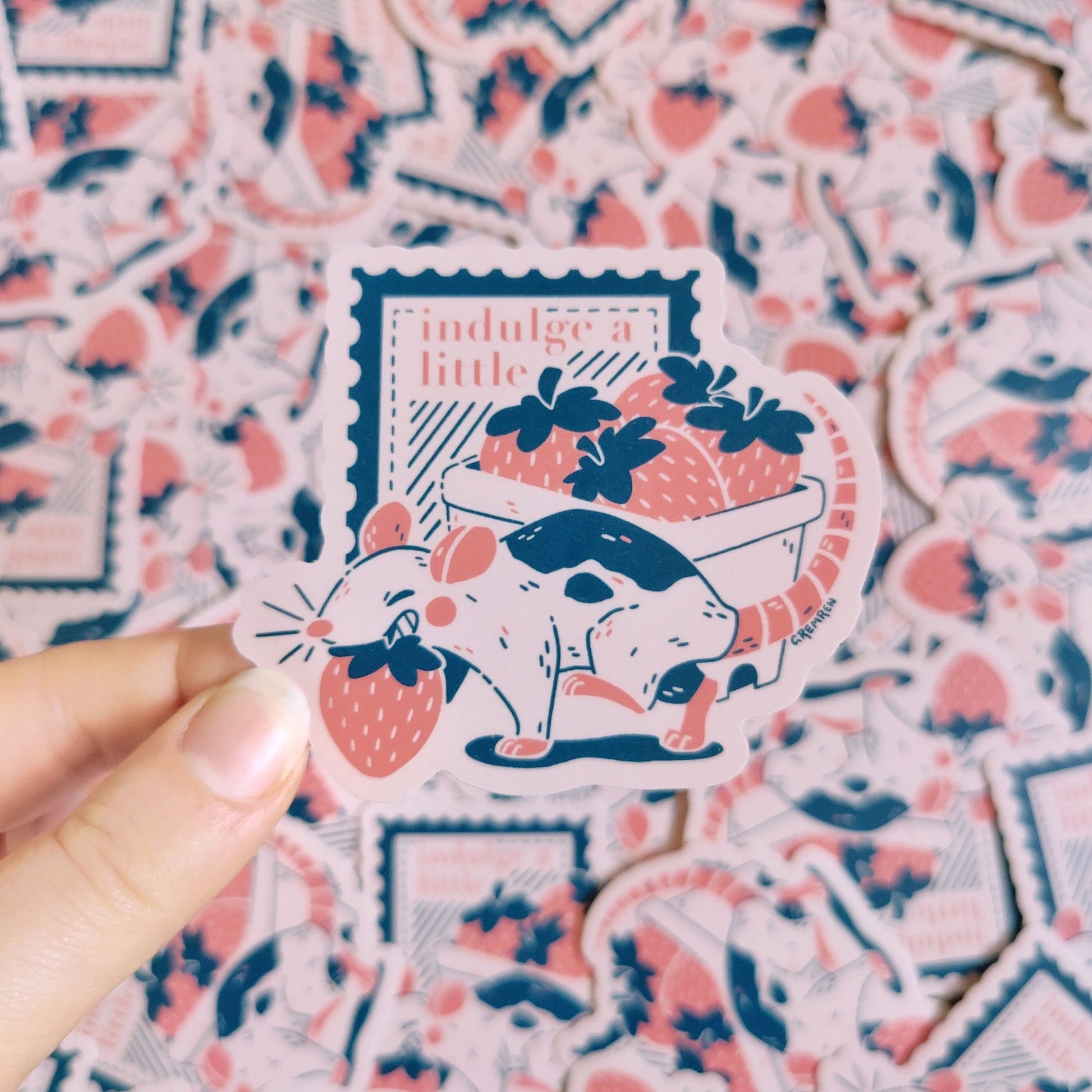 Indulge A Little Rat Waterproof Matte Vinyl Sticker