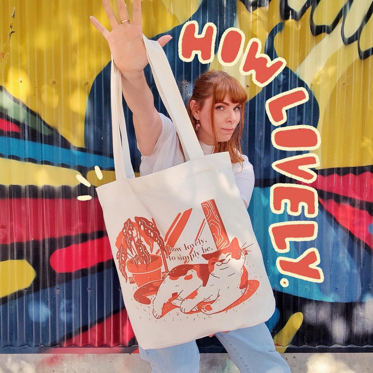How Lovely To Be Calico Cat Tote - 100% Cotton Tote Bag