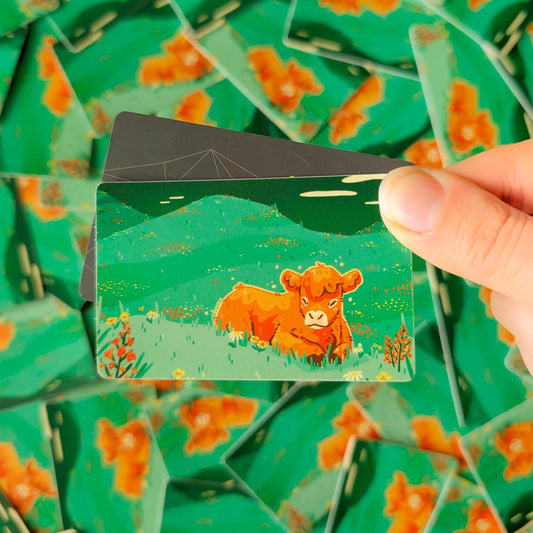 Summertime Cow Waterproof Matte Vinyl Sticker - Travel Card Size