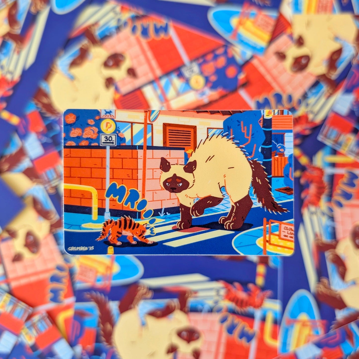 Scaredy Cat Waterproof Matte Vinyl Sticker - Travel Card Compatible