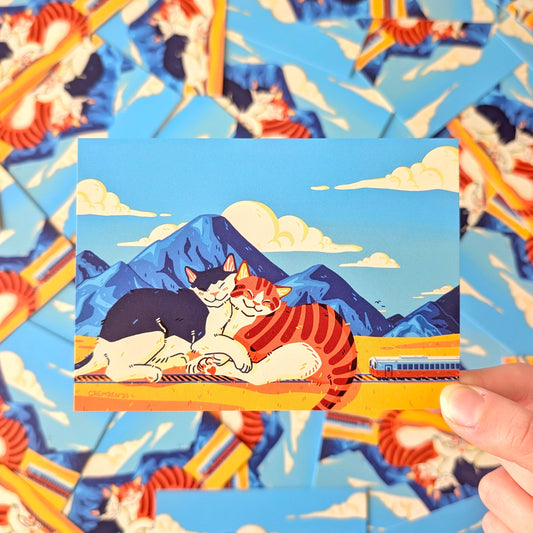 Mountain Cuddle A6 Mini Postcard Print