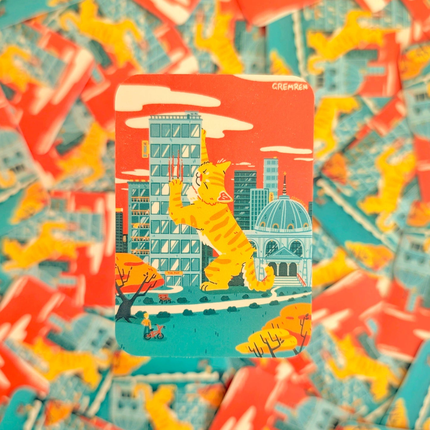 Skyscraper Scratcher Waterproof Matte Vinyl Sticker