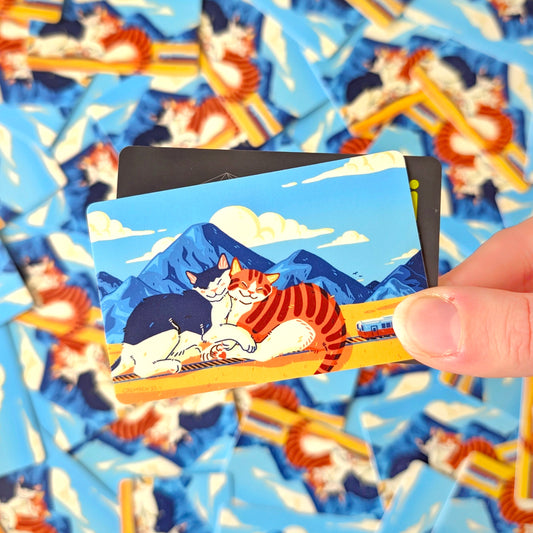 Mountain Cuddle Cats Waterproof Matte Vinyl Sticker - Travel Card Compatible
