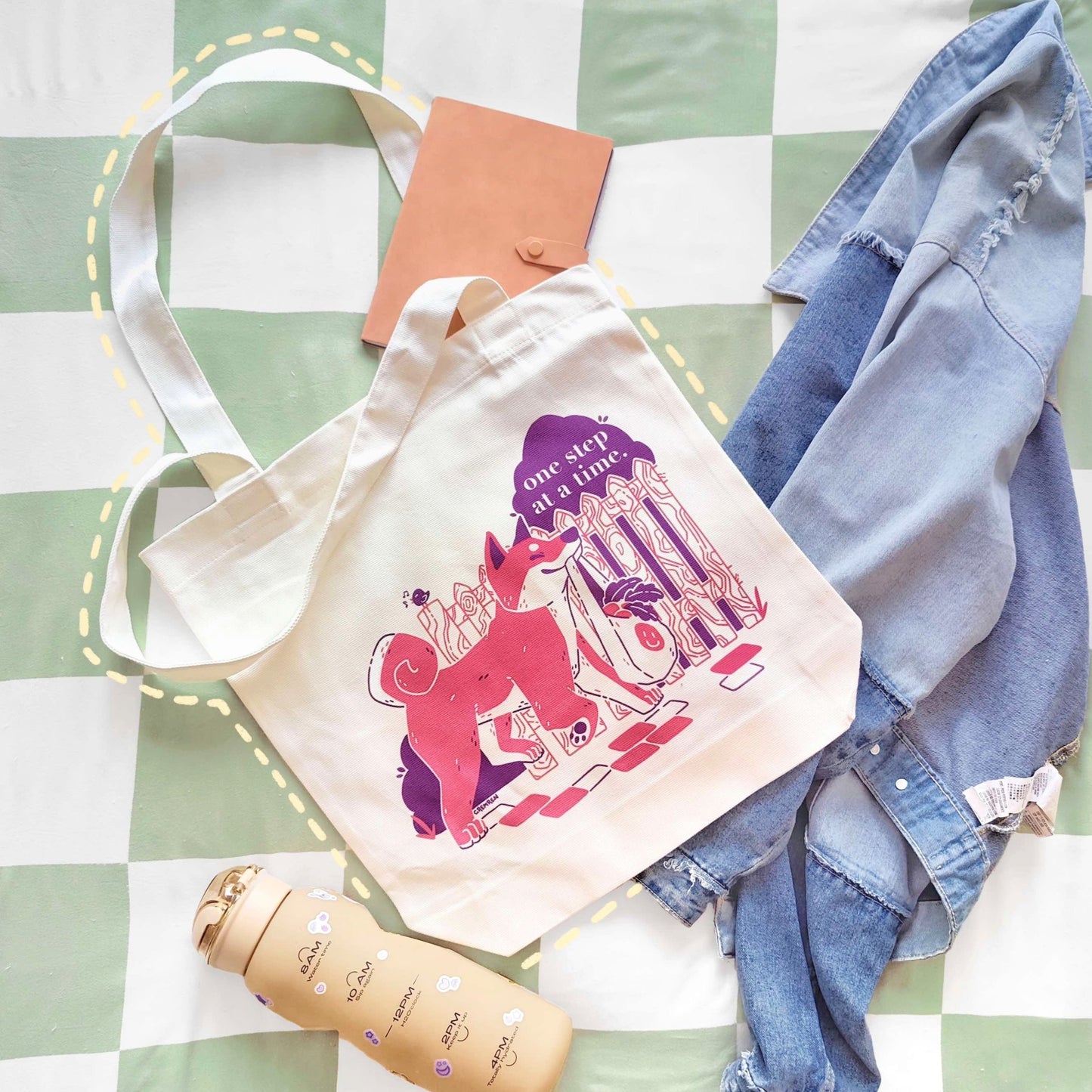 One Step At A Time Shiba Inu Tote Bag