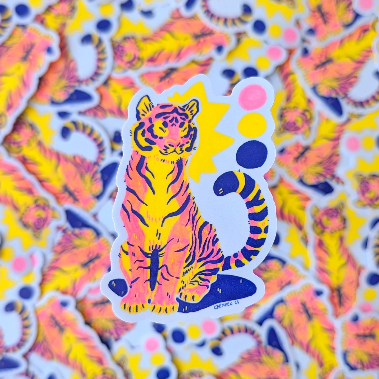 Sitting Pretty Tiger Waterproof Matte Vinyl Sticker