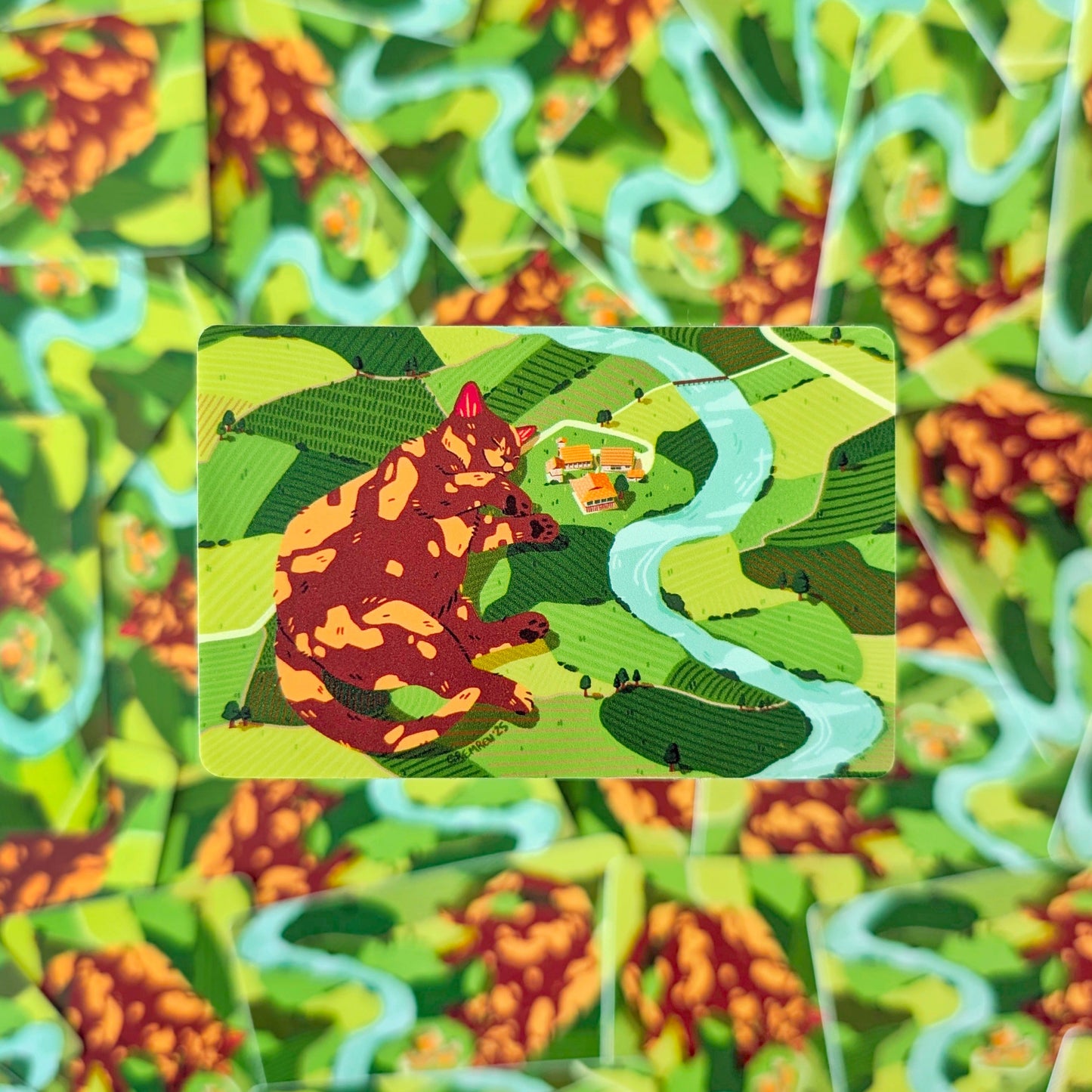 Farmland Dreams Cat Waterproof Matte Vinyl Sticker - Travel Sticker Compatible