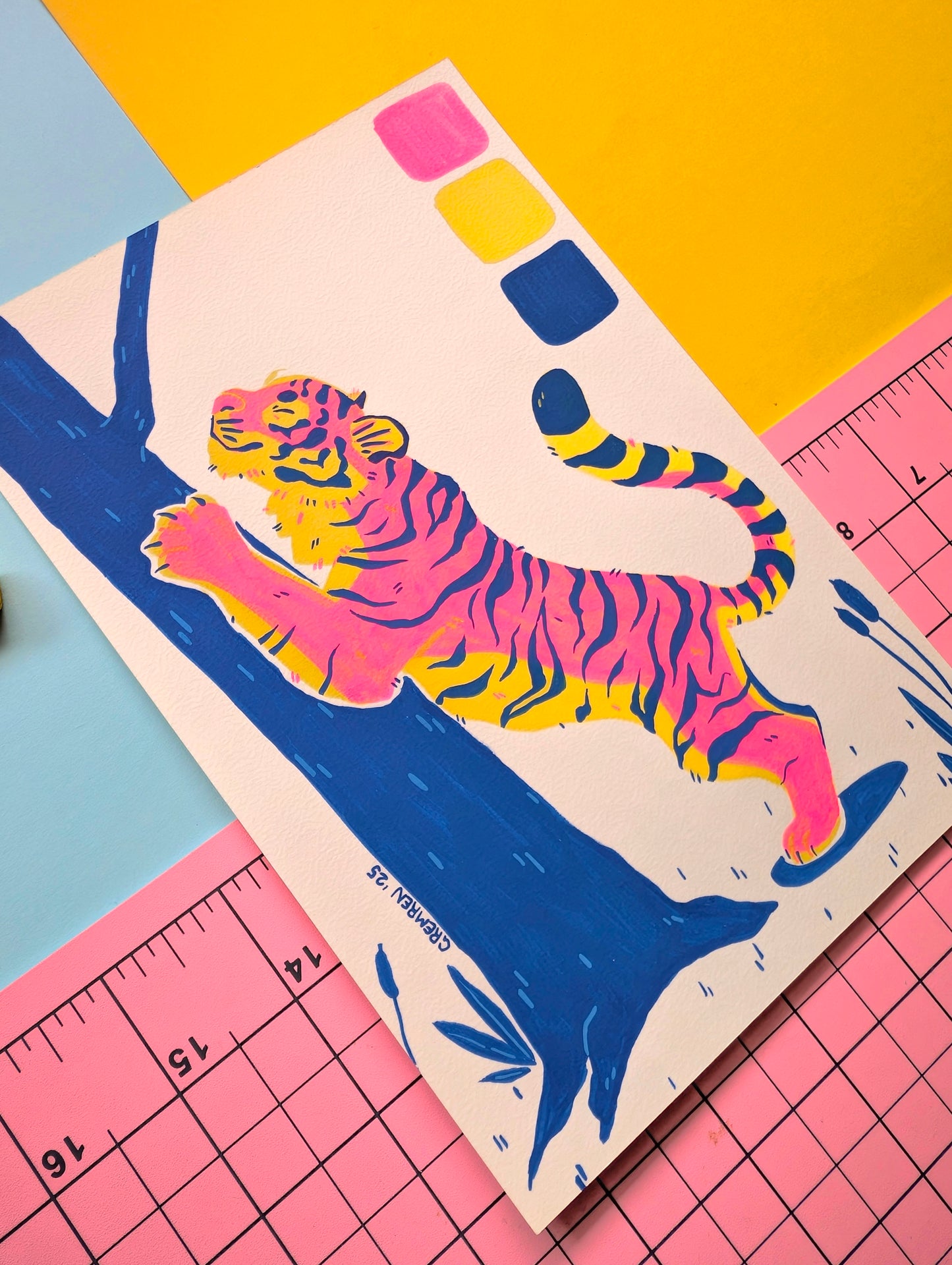 Big Cat Stretch - Original Art Piece