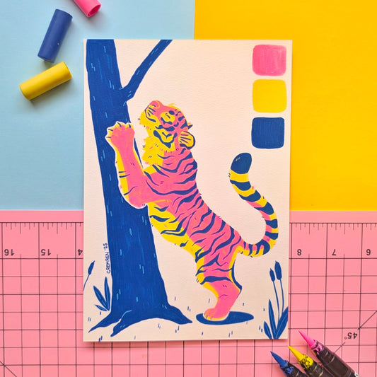 Big Cat Stretch - Original Art Piece