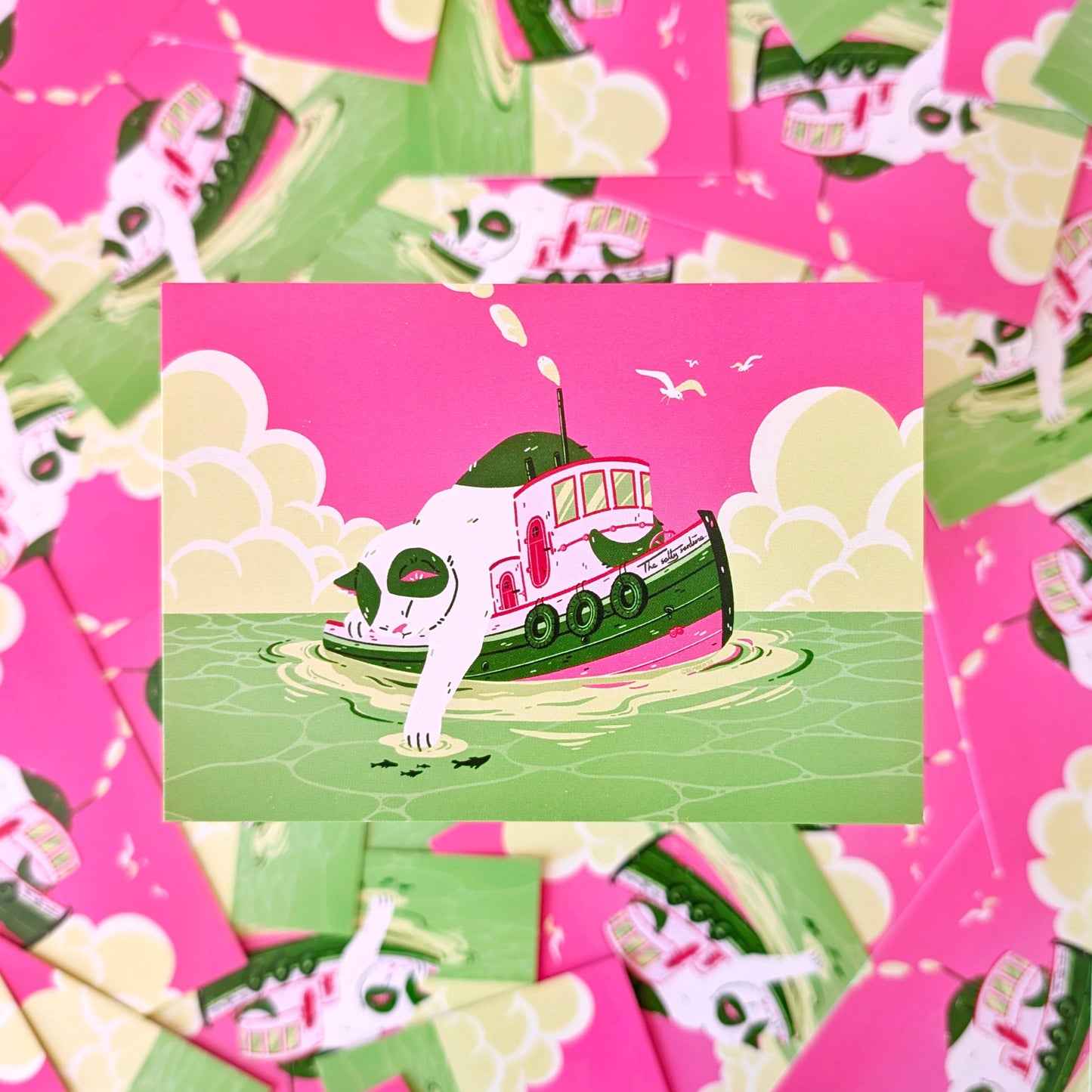 Ocean Dipper Cat A6 Mini Print
