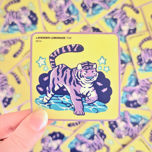 Lavender Tiger Waterproof Matte Vinyl Sticker