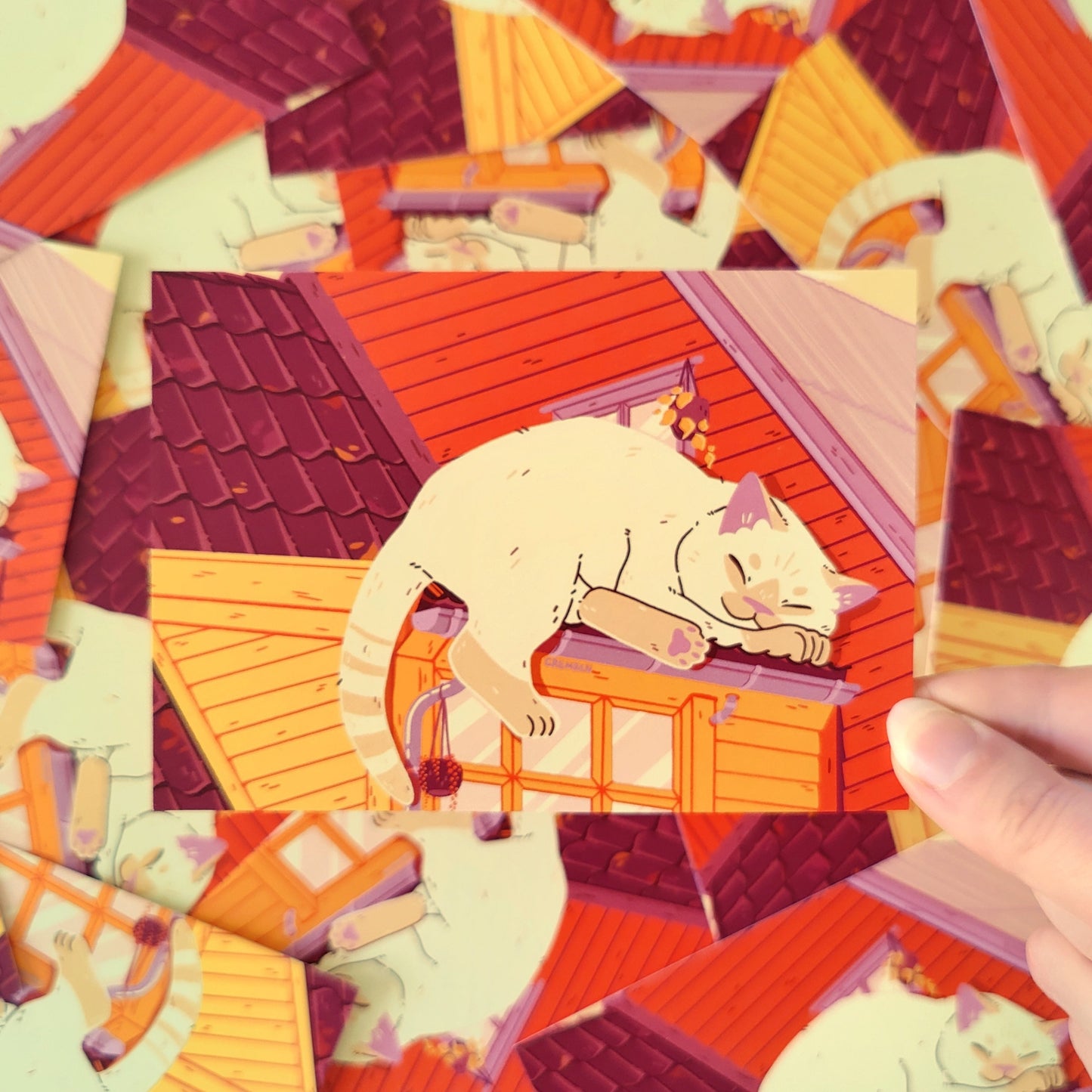 Rooftop Cat A6 Mini Print