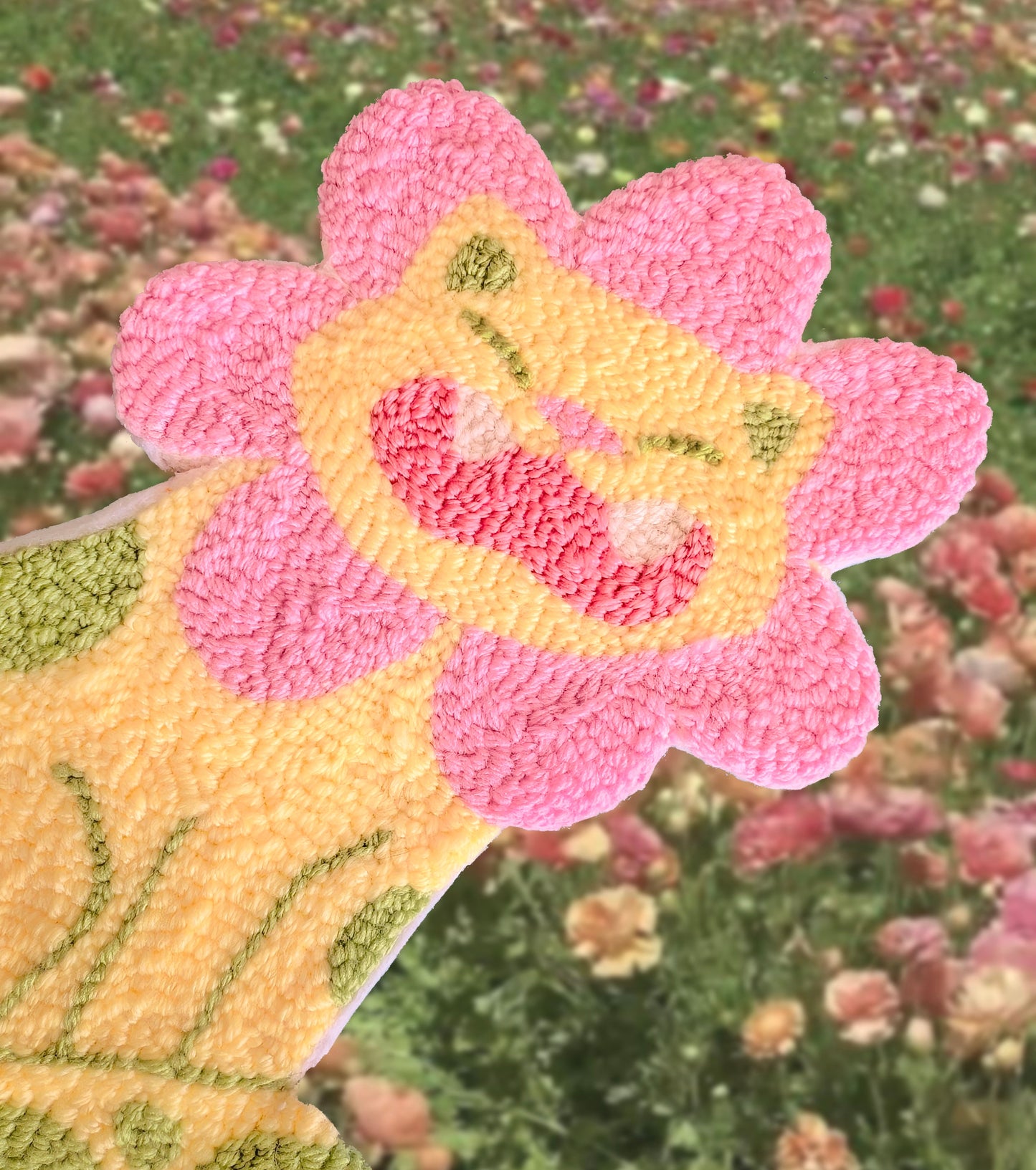 Flower Power Cat Handmade Wall Rug
