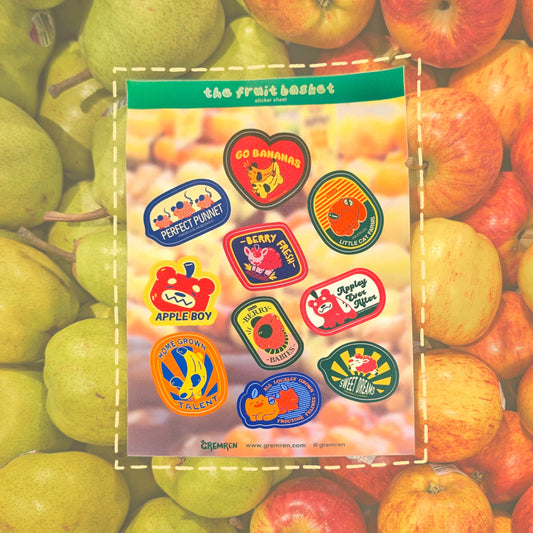 Fruit Stamp A5 Waterproof Sticker Sheet
