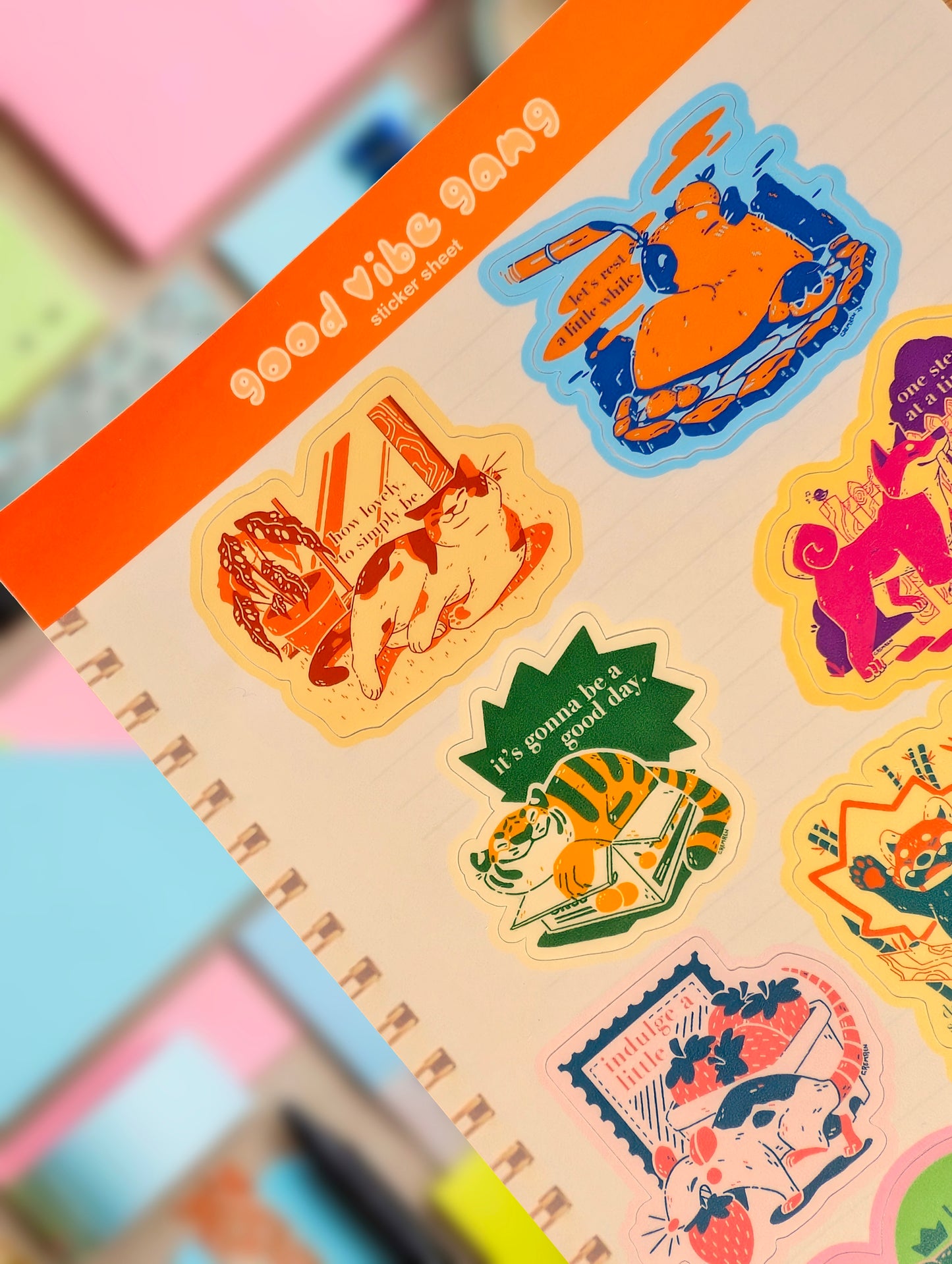 Good Vibe Creatures A5 Waterproof Sticker Sheet