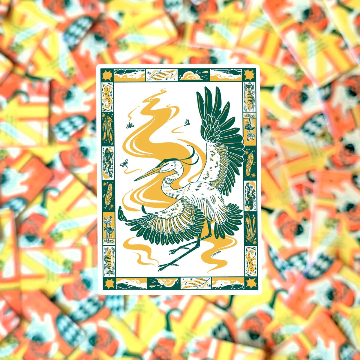 PREORDER - Dance of the Heron Waterproof Matte Vinyl Sticker