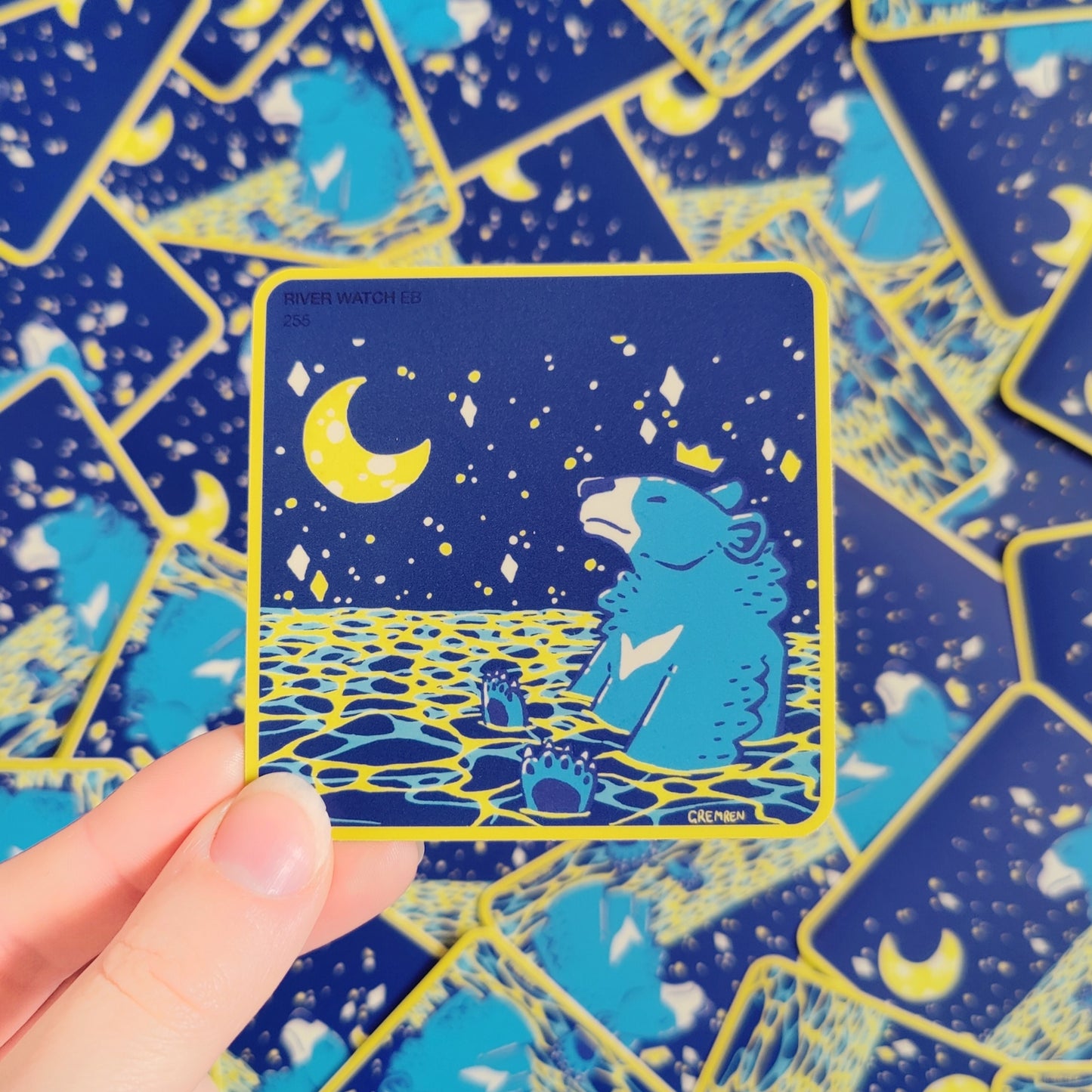 Moon and Stars Bear Waterproof Matte Vinyl Sticker