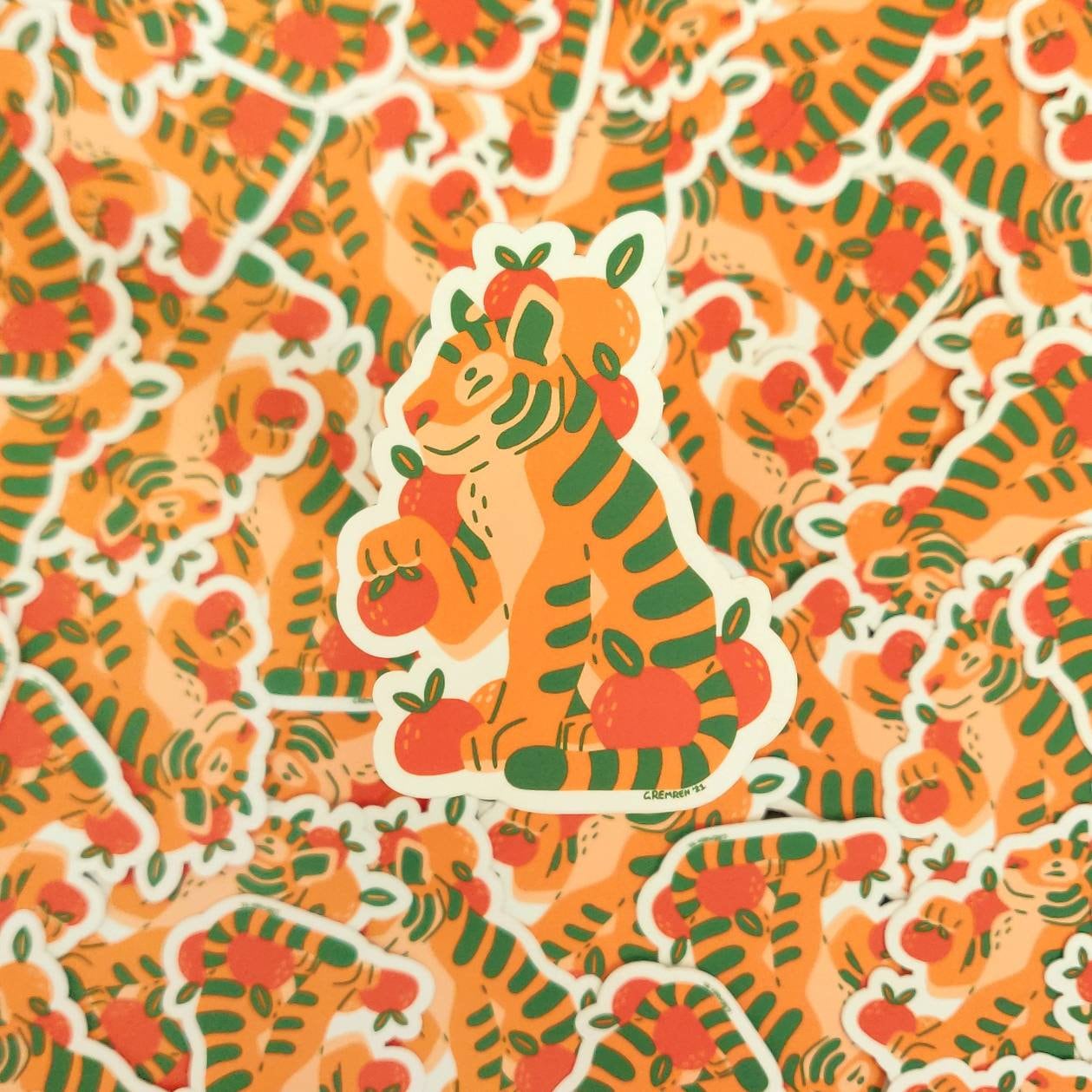 Orange Tiger Matte Waterproof Vinyl Sticker