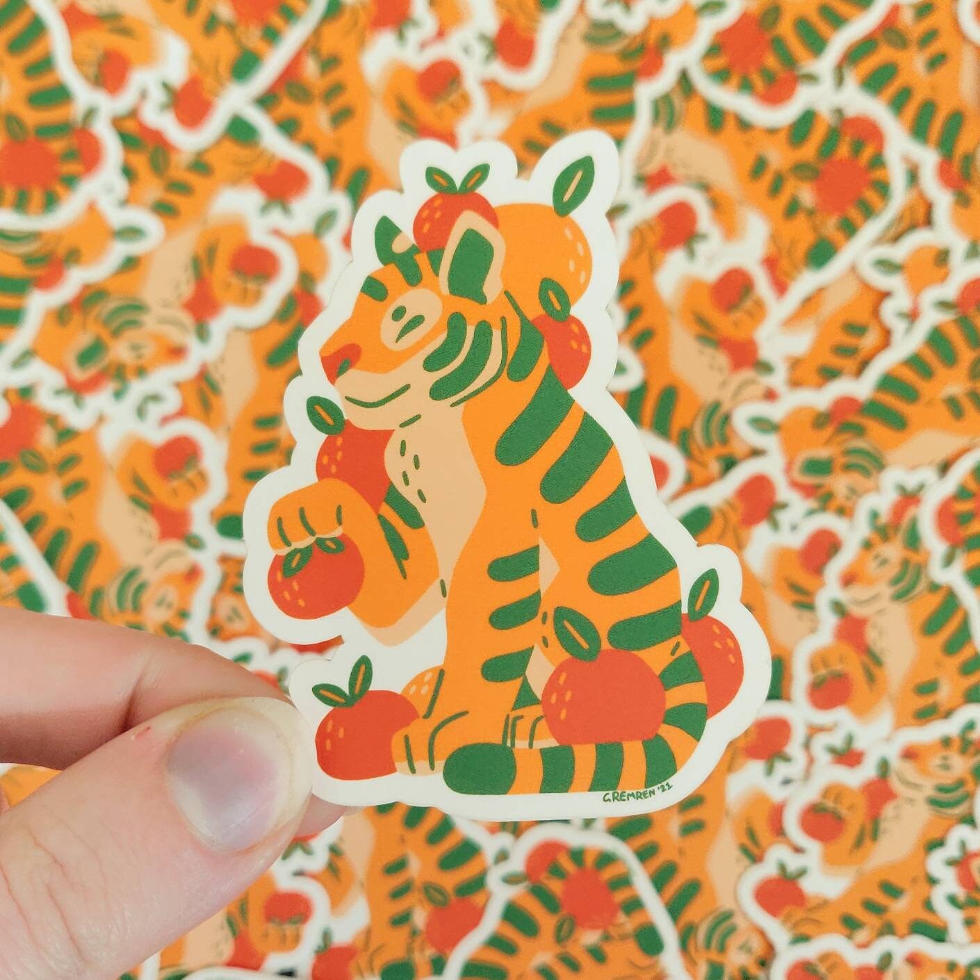 Orange Tiger Matte Waterproof Vinyl Sticker