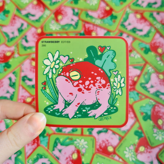 Strawbebby Frog Waterproof Matte Vinyl Sticker