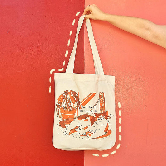 How Lovely To Be Calico Cat Tote - 100% Cotton Tote Bag