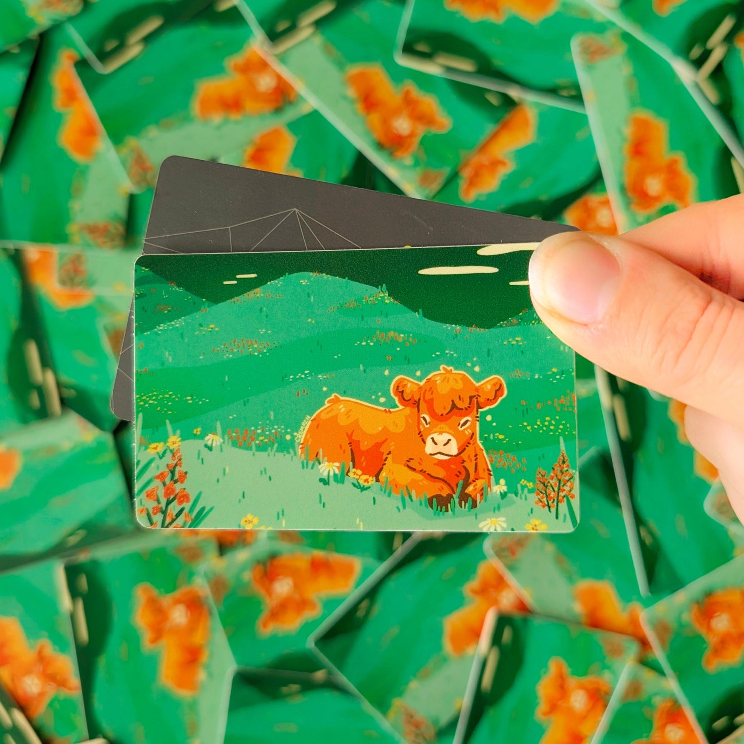 Summertime Cow Waterproof Matte Vinyl Sticker - Travel Card Size