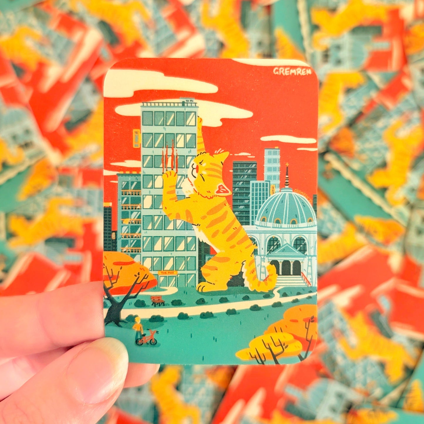 Skyscraper Scratcher Waterproof Matte Vinyl Sticker