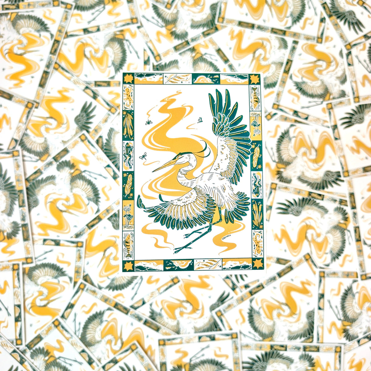 Dance of the Heron A6 Mini Postcard Print